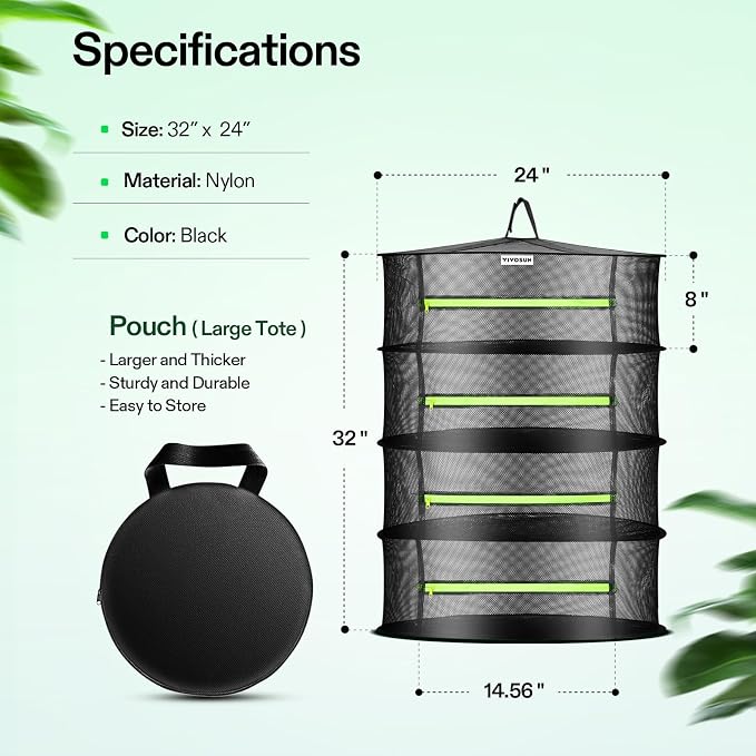 VIVOSUN 2-Pack 4-Layer Mesh Drying Rack Hanging Design - Image 2