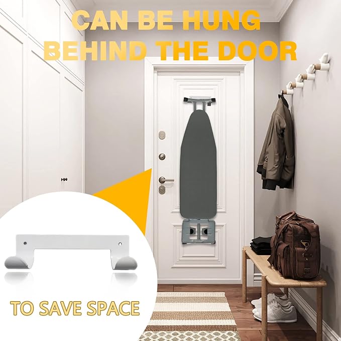 Wall-Mounted Ironing Board Hanger Silver Ironing Board Holder Organizer - Image 3