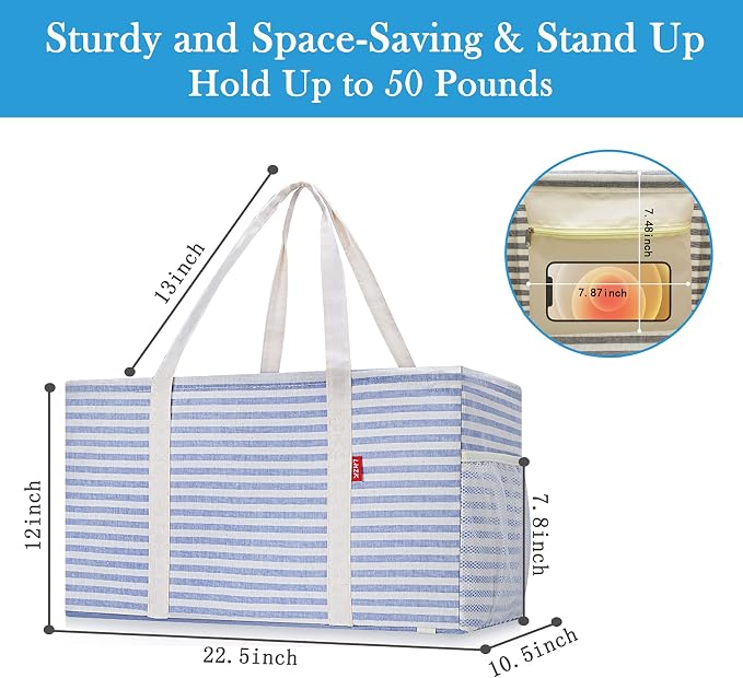 LHZK 2 Pack Extra Large Utility Tote Bag - Image 7