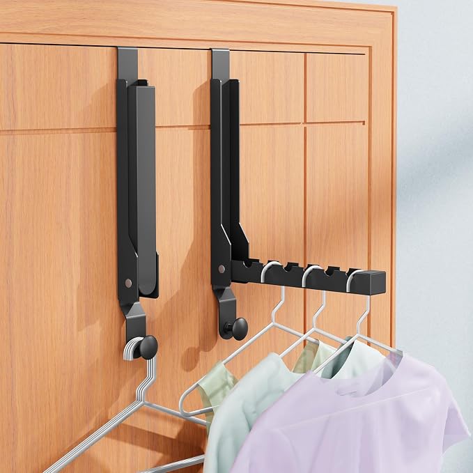 2 Pack Over The Door Hanger Folding Clothes Drying Rack, Folding Hanging Coat - Image 2