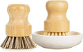 Palm Pot Dish Brush- Nature Bamboo 2 Packs Mini Durable Scrub by GREENTHPRO