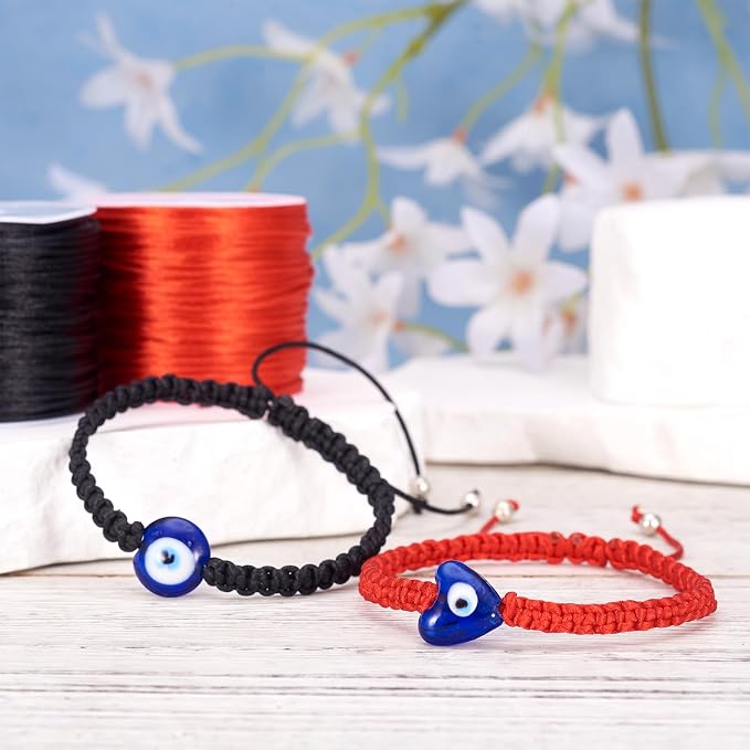65.6 Yards 1mm Nylon Satin Cord Rat Tail String Red Black Beading Trim Cord Roll - Image 3