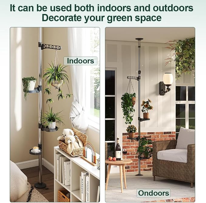 Hershii 5-Layer Indoor Plant Stand Pole Spring Tension Rod Corner Flower - Image 6