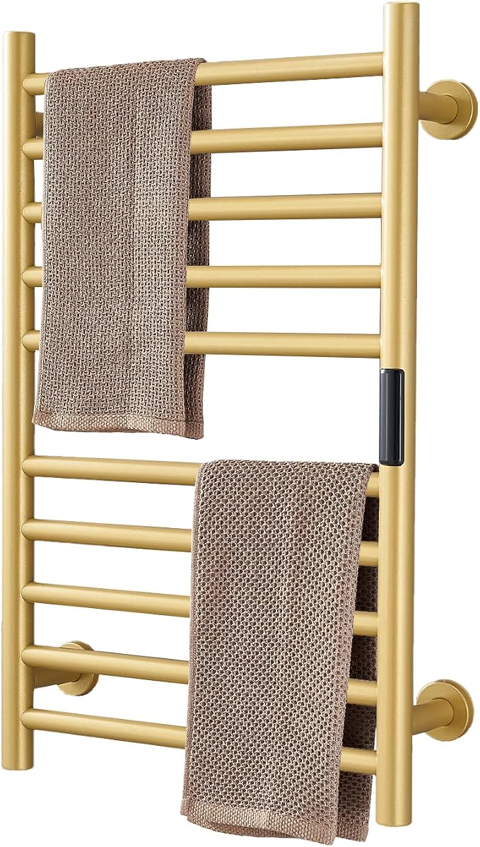 Gold Heated Towel Warmer Radiator Bathroom Accessories, Built-in Timer by DUDYP