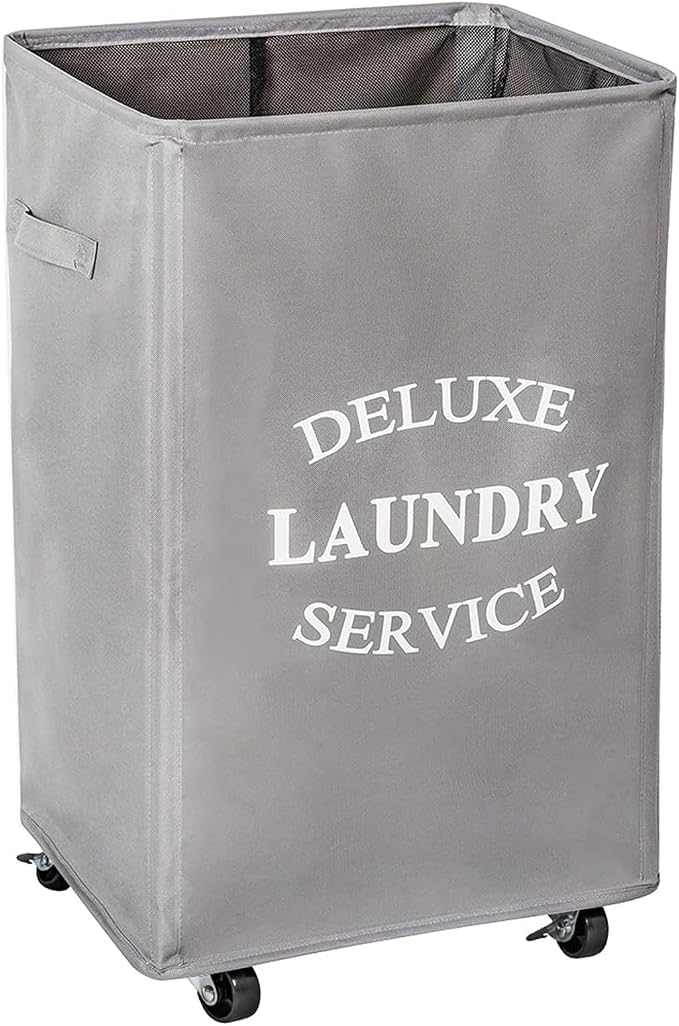 WOWLIVE Large Rolling Laundry Basket Wheels 90L Collapsible Tall Laundry Hamper by WOWLIVE