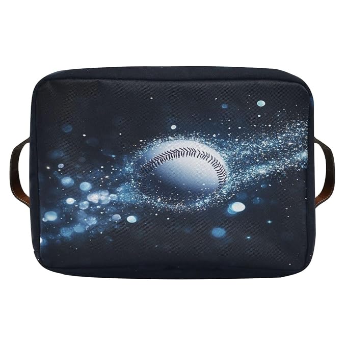 Sparkling Baseball Black Rectangular Storage Bin Basket - Image 8