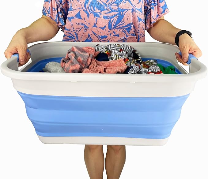 SAMMART 41L Collapsible Plastic Laundry Basket-Foldable Pop Up Storage - Image 5