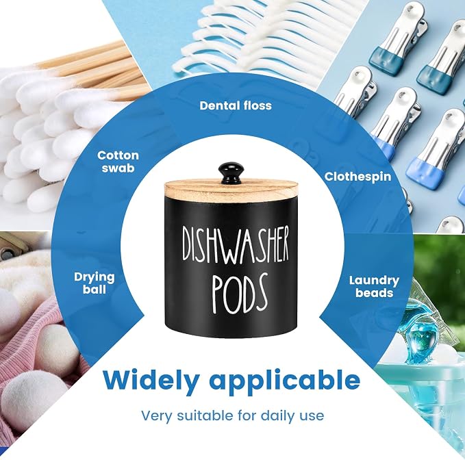 Dishwasher Pod Container with Lid, Wood Laundry Detergent Pods Storage Container - Image 7