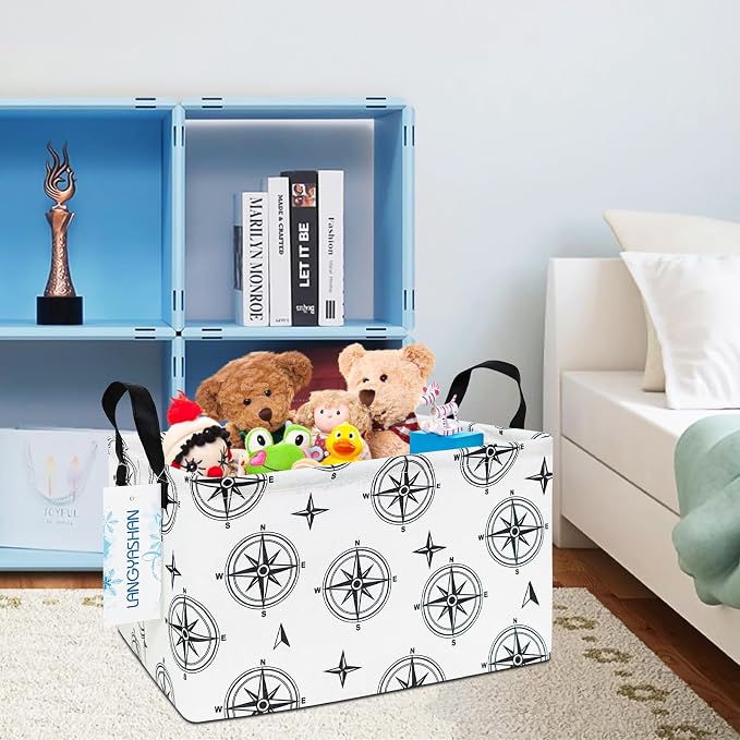 LANGYASHAN Rectangular Storage Bin Collapse Canvas Fabric Cartoon Storage Basket - Image 6