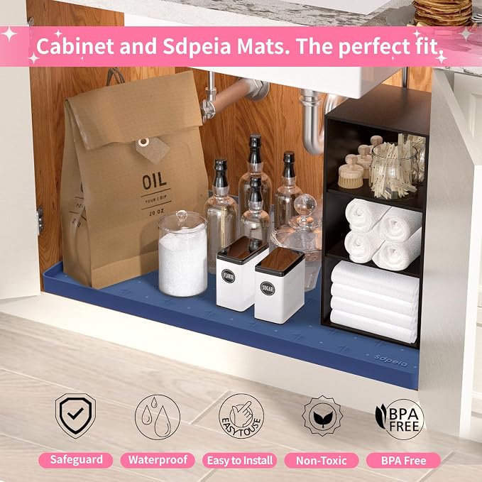 Sdpeia Under Sink Mat 28"×22" Waterproof Silicone Cabinet Liner & Sink Protector - Image 4