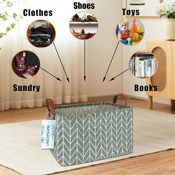 LANGYASHAN Rectangular Storage Bin Collapse Canvas Fabric Cartoon Storage Basket - Image 4