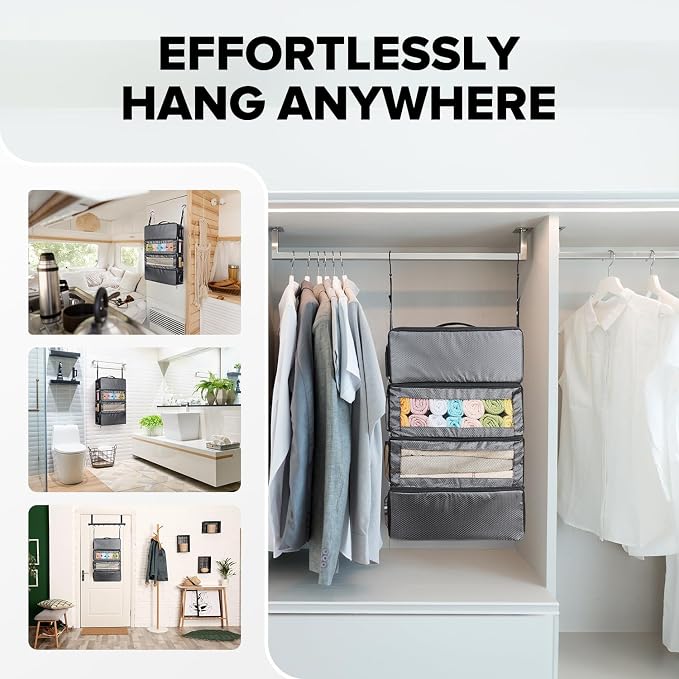 Suitcase Organizer, Travel Luggage Organizer Hanging Shelves Packing Cube - Image 4