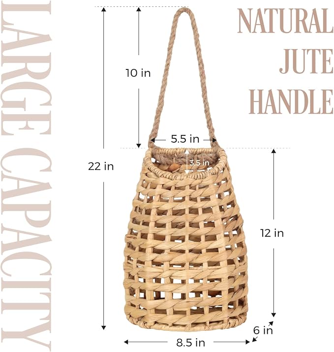 Natural Handwoven Wall Hanging Water Hyacinth Basket - Image 2