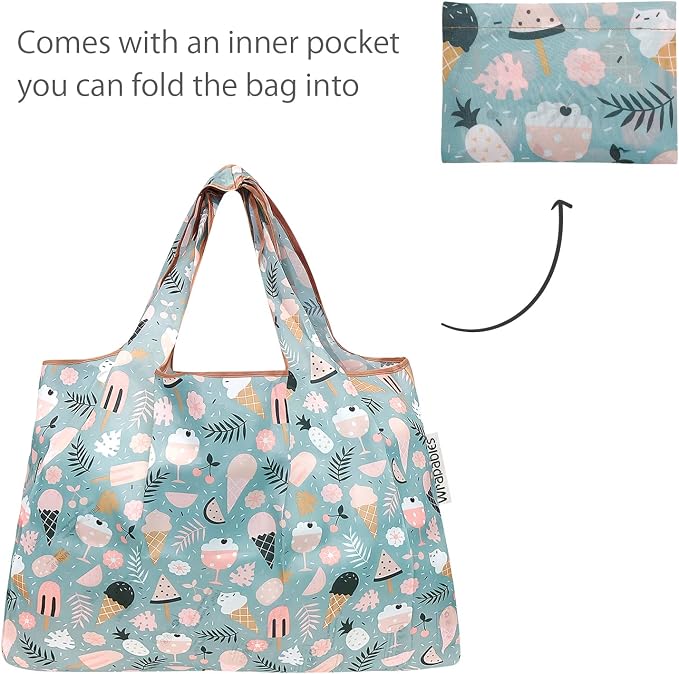 allydrew Large Foldable Tote Nylon Reusable Grocery Bag - Image 5