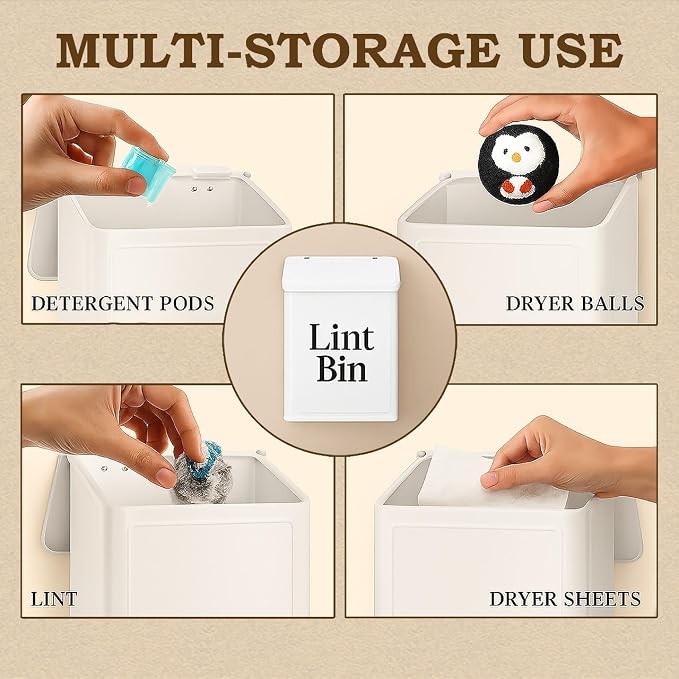 Magnetic Lint Bin for Laundry Room Organization & Storage, Wall-Mounted Dryer - Image 5