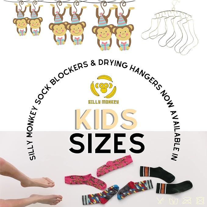 SILLY MONKEY Junior Kids Size Sock Blockers and Laundry Drying Hanger Rack - Image 2