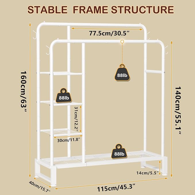 Double Rods Clothes Rack Clothing Rack - Image 3
