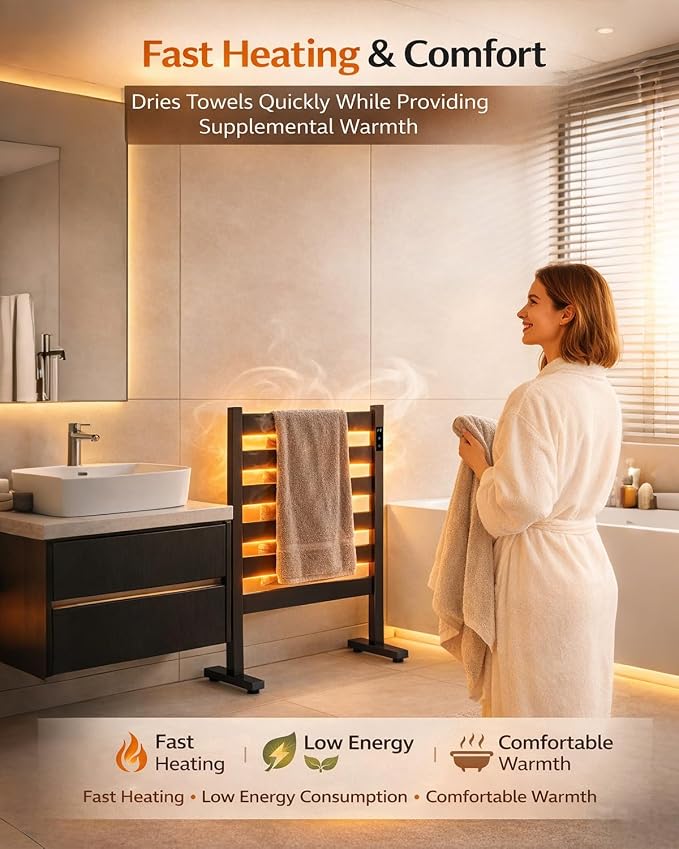 Heated Towel Rack – Rapid PTC Heating, LED Timer Control, High Temp & Large - Image 9