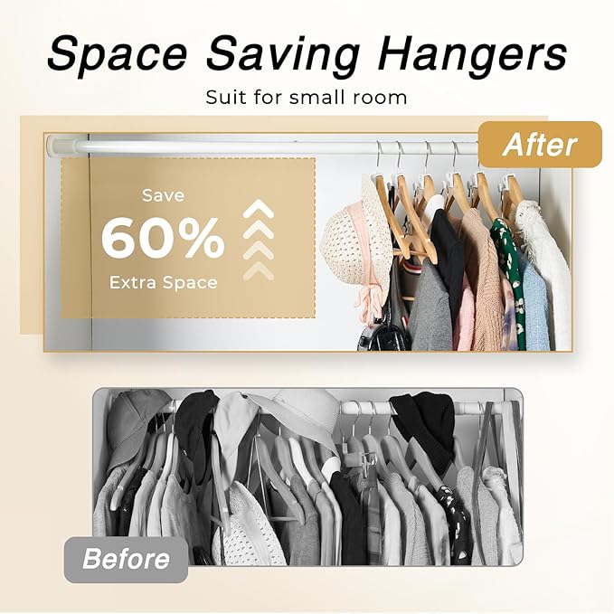 HOUSE DAY Space Saving Hanger Hooks 60 Pack, Heavy Duty Hangers Hook Space Saver - Image 2