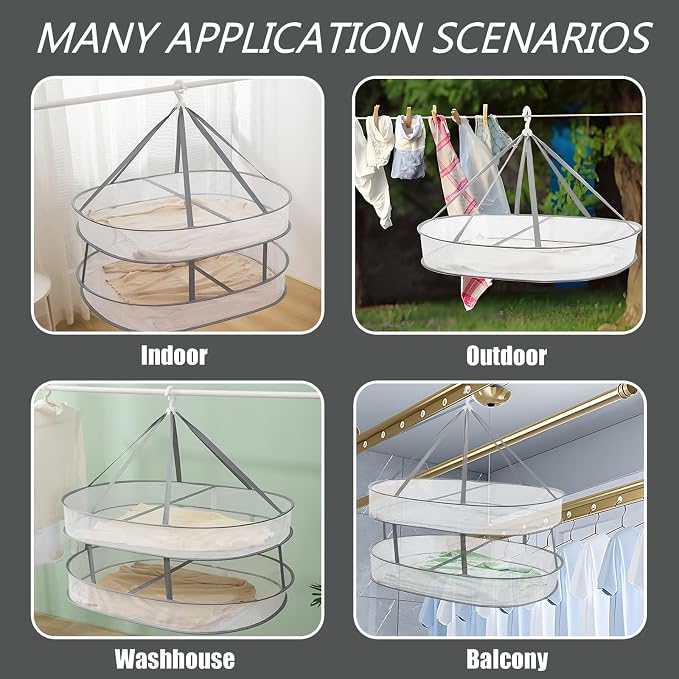 1 Tier Clothes Drying Rack Foldable, 31.5" Mesh Clothes Hanging Dryer, Space - Image 5