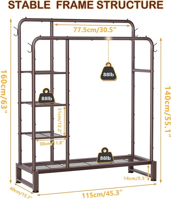 Double Rods Clothes Rack Clothing Rack - Image 3