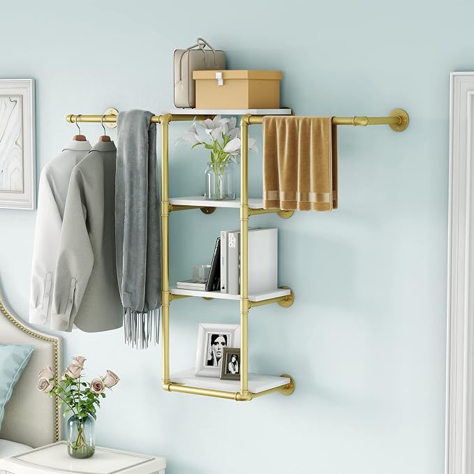 Wall Mounted Pipe Clothing Rack - Image 7