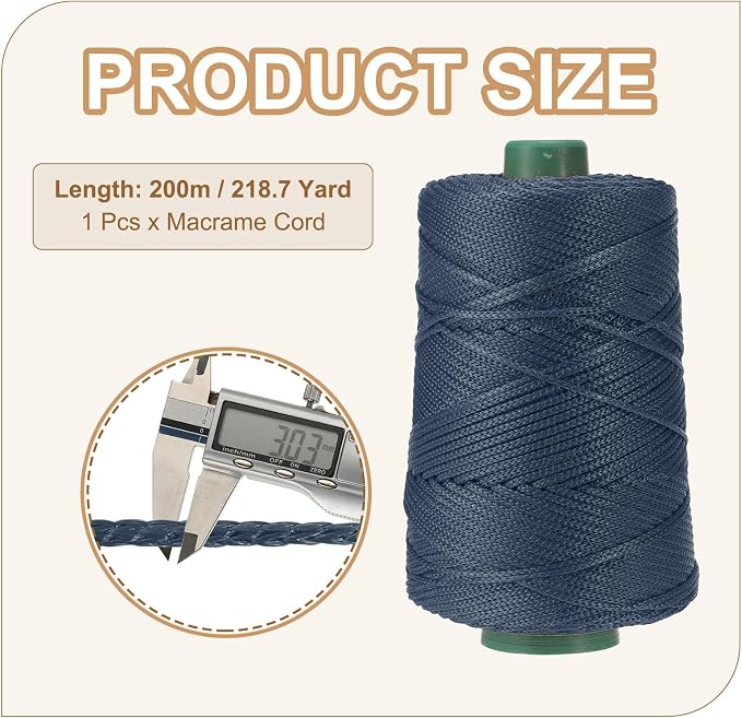 YELARXI Polyester Macrame Cord, 3mm x 219 Yards Polypropylene Macrame Cords - Image 2