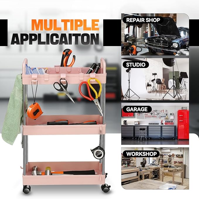 Auto Dynasty 3 Tier Slim Rolling Cart - Image 6