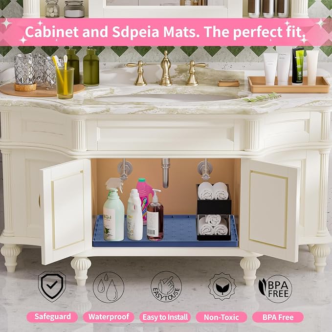 Sdpeia Under Sink Mat 22"×19" Waterproof Silicone Cabinet Liner & Sink Protector - Image 4