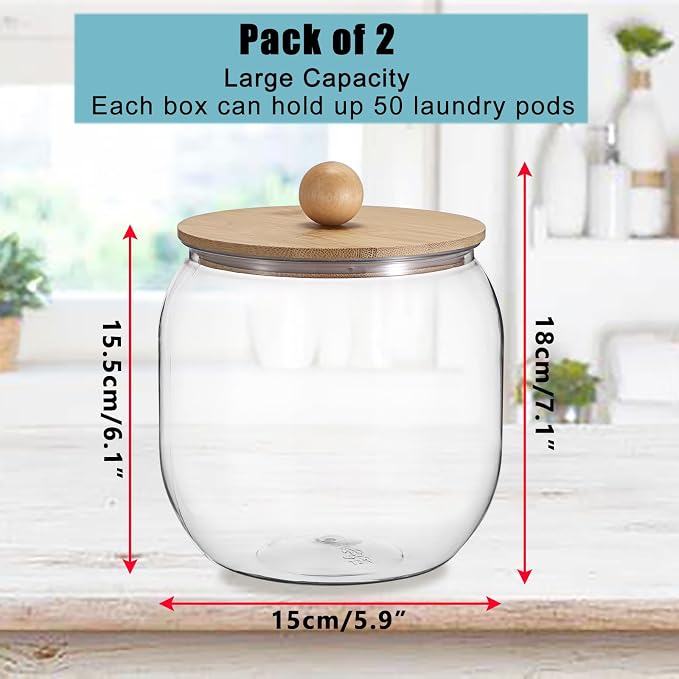 2-Pack Clear Plastic Laundry Pod Containers - Image 3