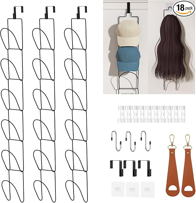 18 Pack Over The Door Hat Organizer by LINFIDITE