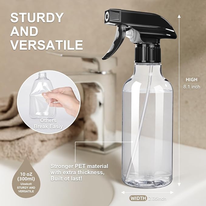 Spray Bottles 2-Pack, 10 Oz, Mist & Stream, Heavy Duty Spraying Empty Water - Image 5