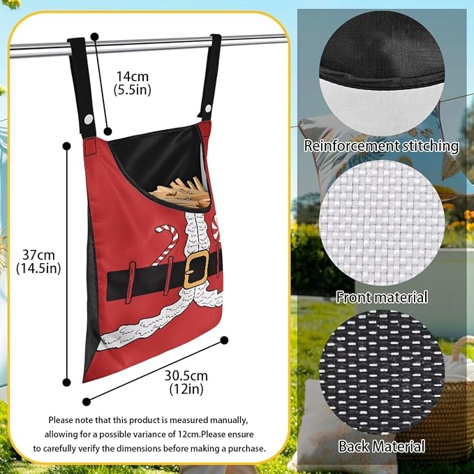 Santa Suit Clothespin Bag with Large Opening, Clothespin Storage Bag Laundry - Image 6