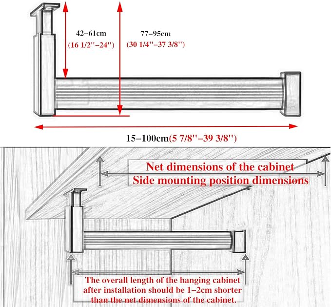 L Shaped Closet Rod Bracket for Wardrobes, Room Garment Holder Rack - Image 5