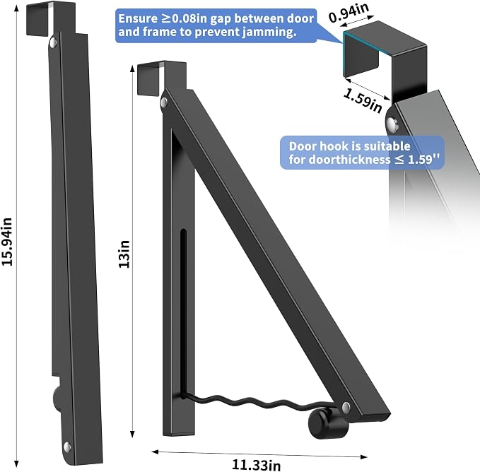 Clothes Drying Rack for Laundry Room Organization, Foldable Over The Door - Image 2