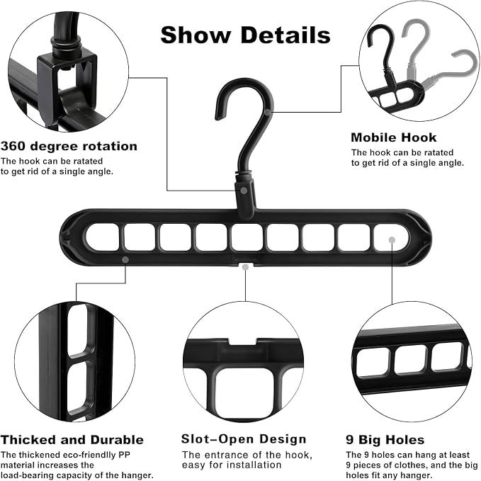 Foldable Hangers, 9-Tier Space Saving Cascading Hanger Organizer - Image 6