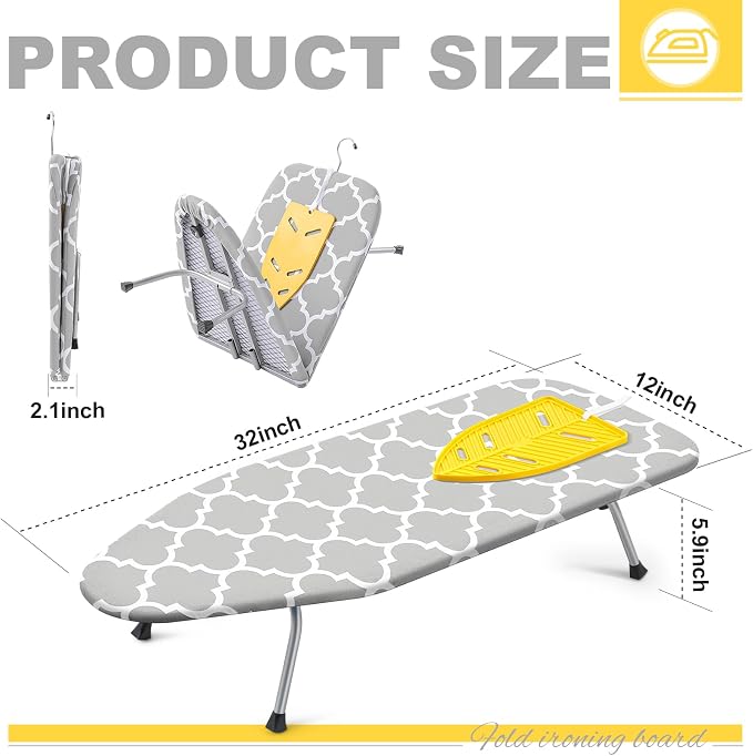 Chunful Mini Ironing Board Tabletop, Portable Compact Travel - Image 2
