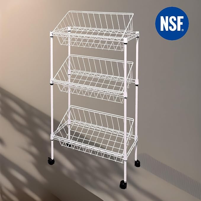 NSF white 3-layer storage rack, kitchen basket rack, vegetable tableware sorting - Image 2