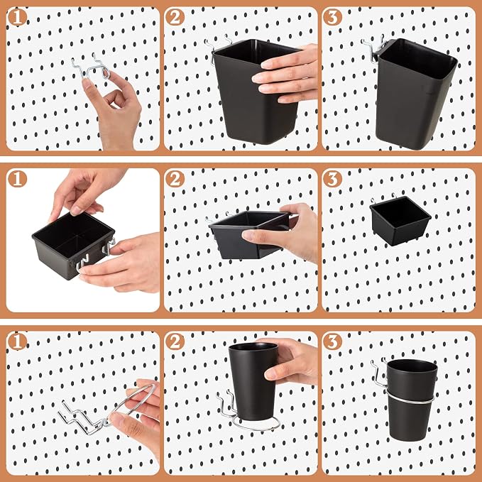Jinei 12 Pcs Pegboard Bins and Cups - Image 3