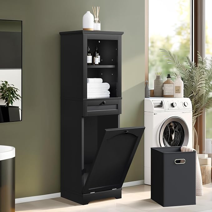 YITAHOME 53" Tall Tilt-Out Laundry Storage Cabinet, Hidden Hamper by YITAHOME