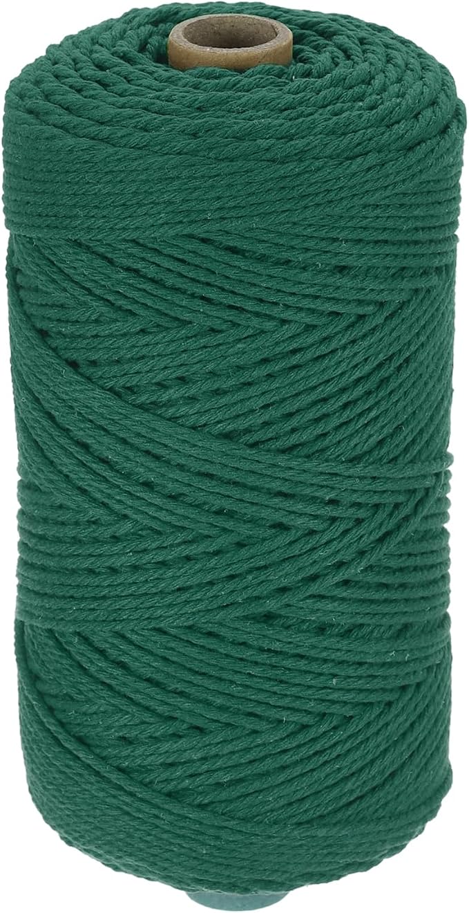 HARFINGTON Natural Macrame Cord 2mm x 220 Yards 3 Strand Twisted Cotton Macrame by HARFINGTON