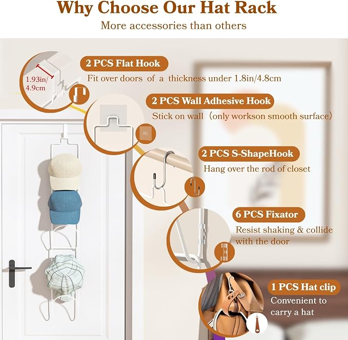 10 Pack Over The Door Hat Organizer - Image 4