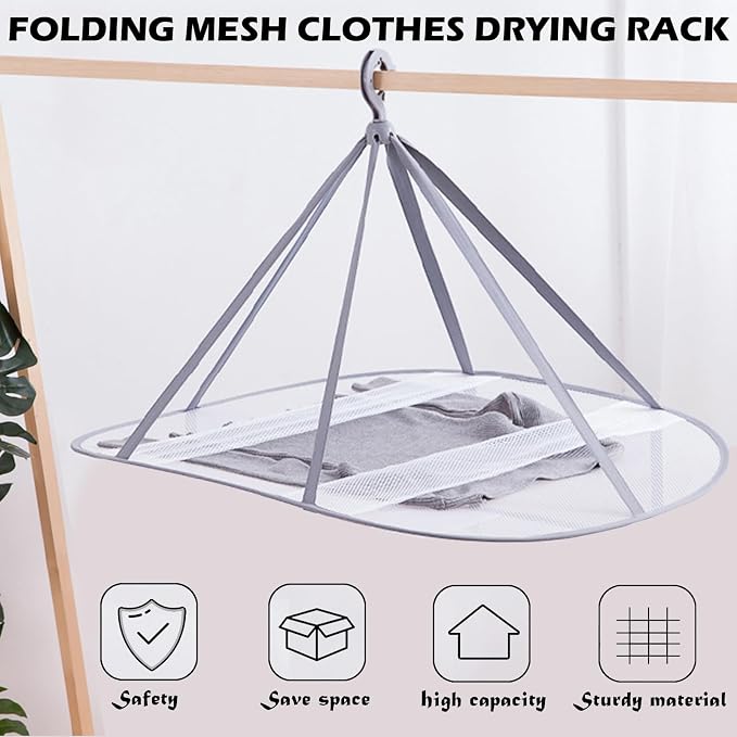 1 Tier Folding Mesh Clothes Drying Rack - Image 7