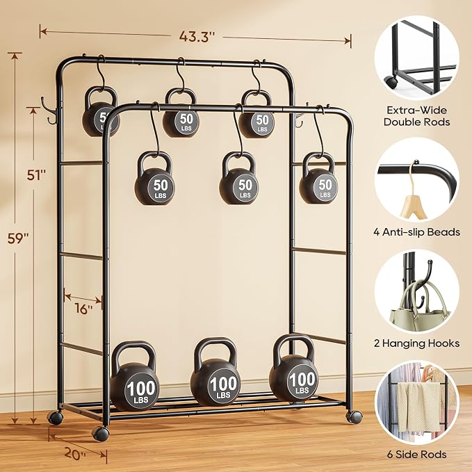 TigerParty Double Rods Clothes Rack - Image 2
