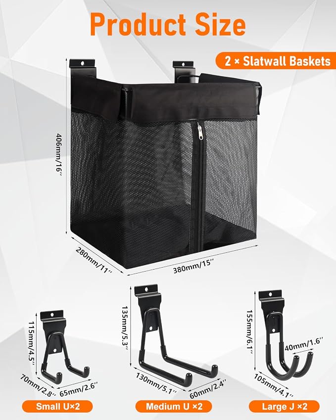 2PCS Slatwall Basket with Zipper - Image 2