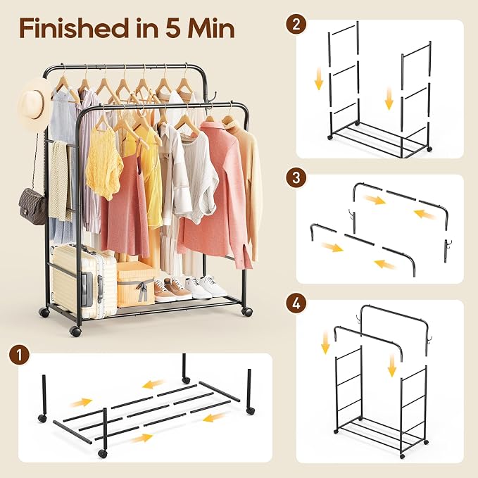 TigerParty Double Rods Clothes Rack - Image 6