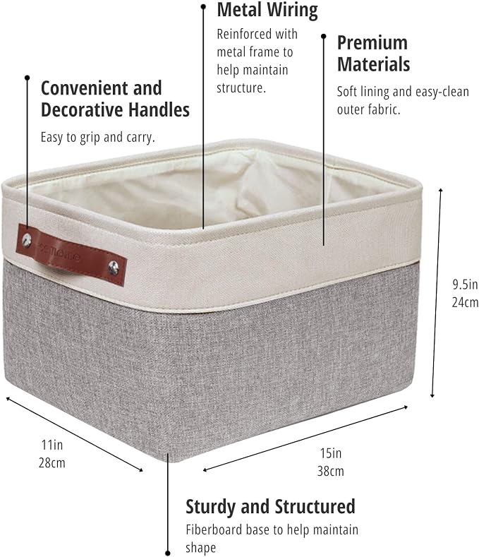 DECOMOMO Fabric Storage Baskets, Linen Closet Organizer Bins - Image 4