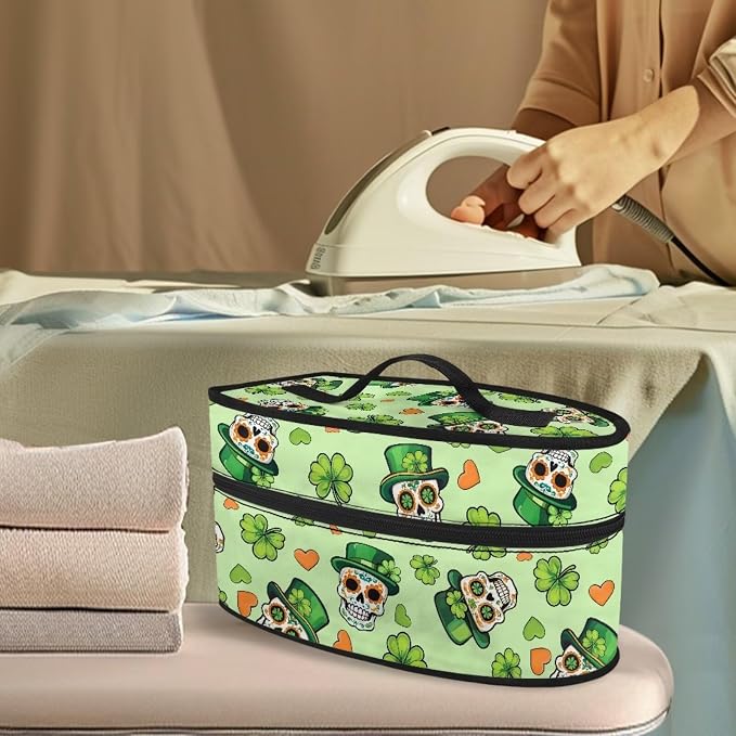 Saint Patricks Day Steam Iron Storage Case Lightweight Easy to Carry Skull Hat - Image 2