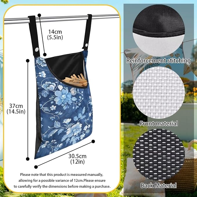 Clothes Pin Hanging Bag with Large Opening, Lightweight Hanging Laundry Bag - Image 6