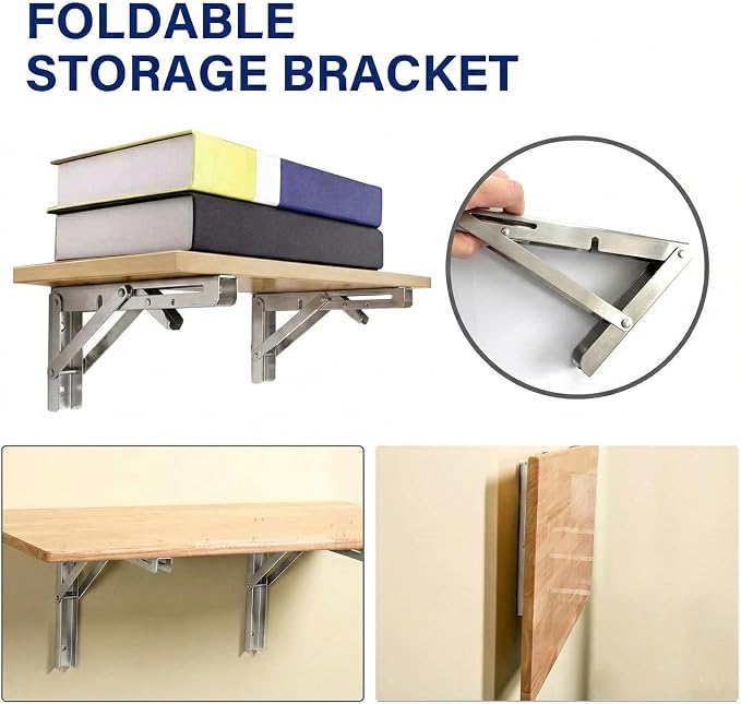 Folding Shelf Brackets 10 Inch, Collapsible Brackets - Image 6